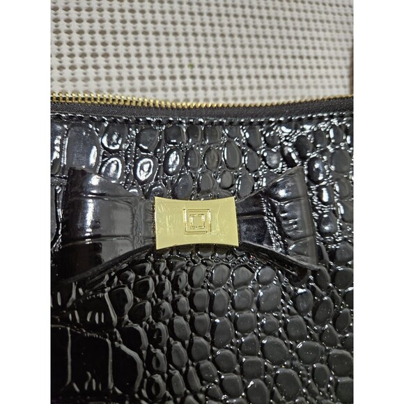 Liz Claiborne Women's Crossbody Bag Small Black Faux Leather Croc Textured - Picture 3 of 8